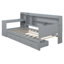 Lit de jour simple en bois avec 3 tiroirs, ports USB et bureau, gris