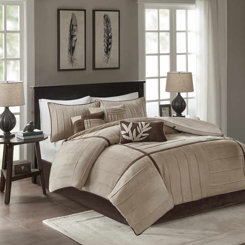 Dune 7 Piece Comforter Set, Queen Comforter + 6 Additional Pieces, Beige
