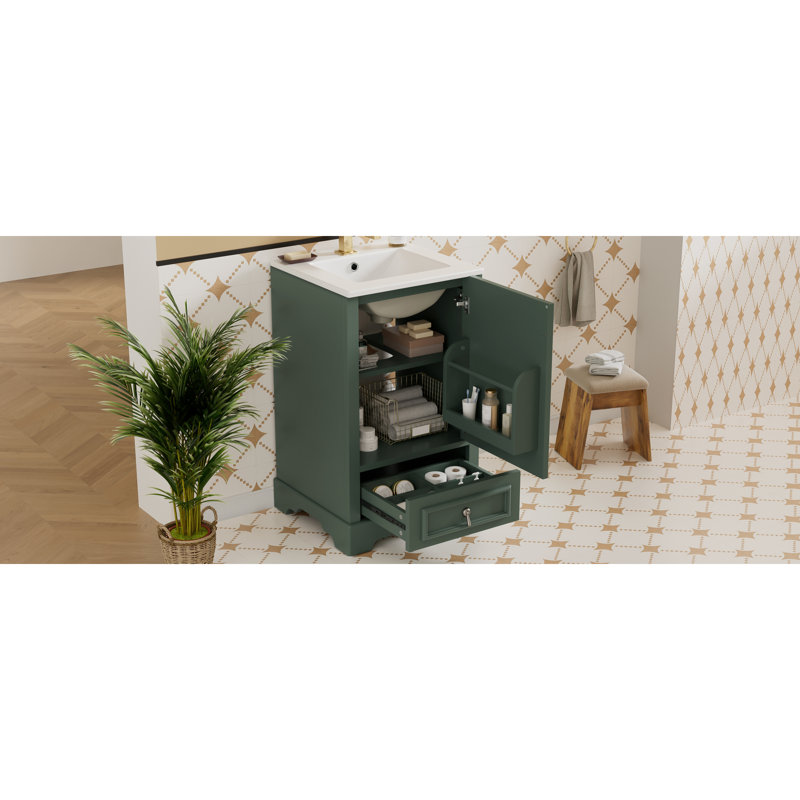 Space-saving Modern Bathroom Vanity With Durable Ceramic Sink For Efficient Storage