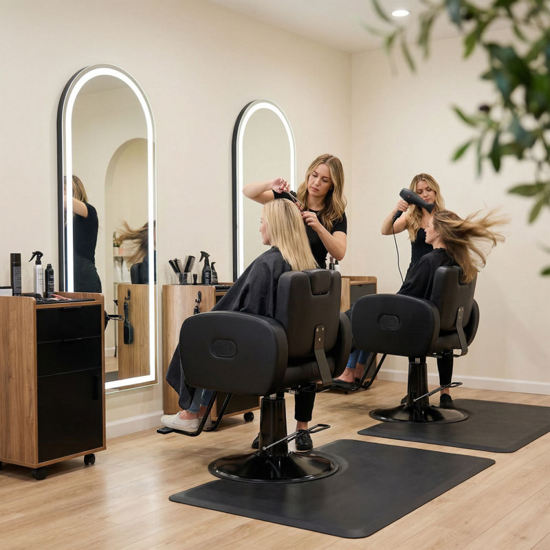 Allblack Salon Chair For Hair Stylist, With Comfortable Cushion, Upgraded Heavy Hydraulic Pump, 360 Degree Rotation, Professional Stylist Chair For Salon, Weight Capacity 440 Lbs