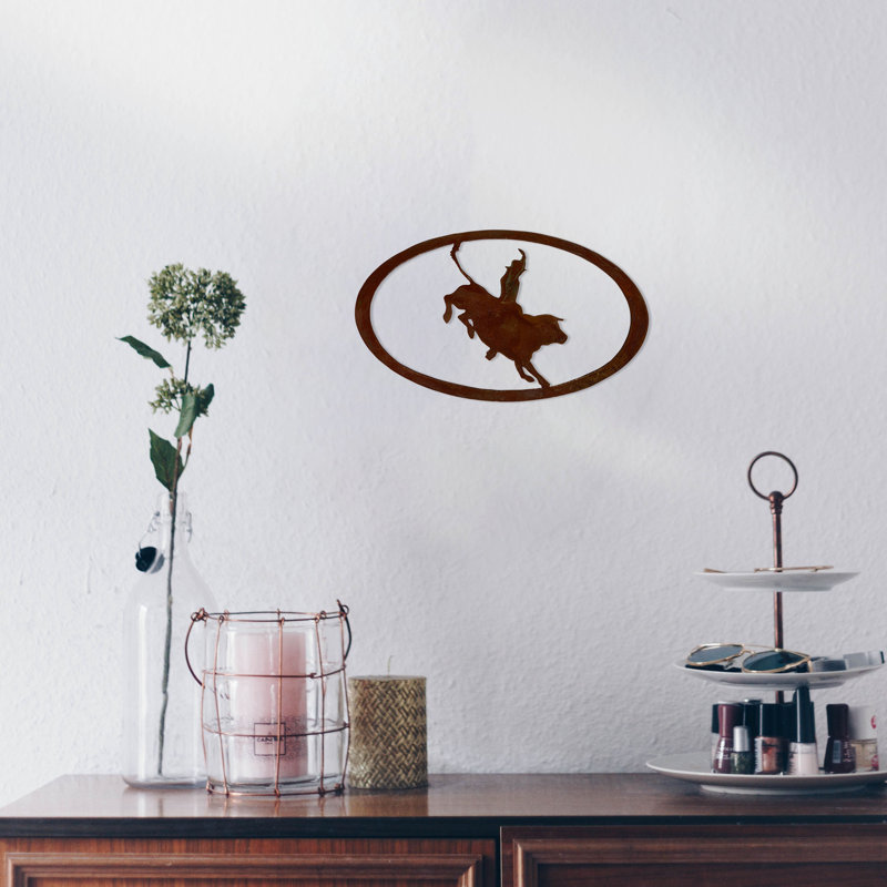 Art mural Dugout Creek Designs Western Bullrider, Noir martelé