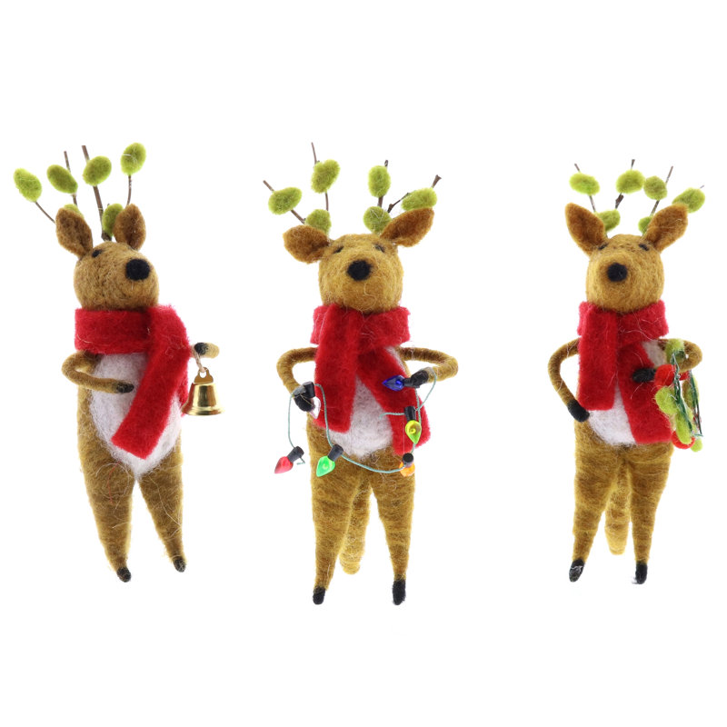 6'' Fabric Animals Holiday Shaped Ornament