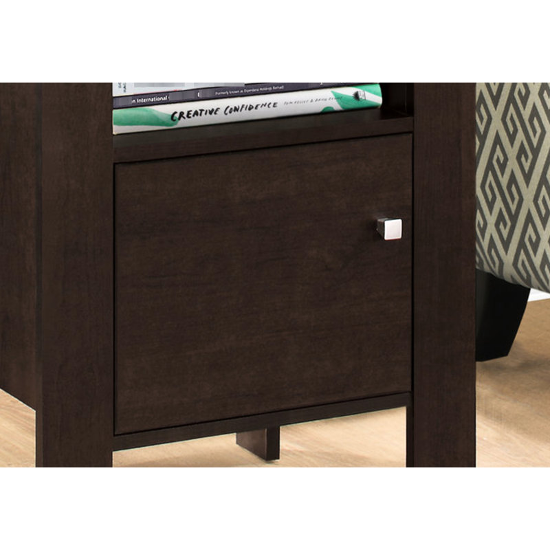 Transitional Accent Table In : Square Legs And Storage Nightstand With Shelf: Brown Laminate For Bedroom