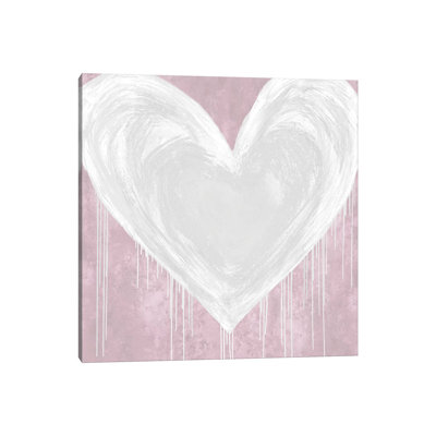 Big Hearted White On Pink by Lindsay Rodgers - Wrapped Canvas Print