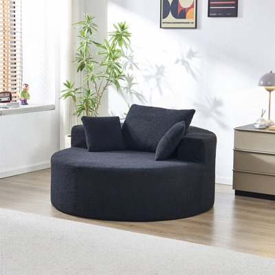 Chaise ronde avec coussins, méridienne ronde entièrement compressée, grand canapé rond sans os, aucun assemblage requis