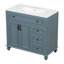 Ensemble de meuble-lavabo simple sur pied 36 po avec lavabo en céramique, armoire de rangement avec portes à fermeture en douceur, plateau basculant et 3 tiroirs-1952023825