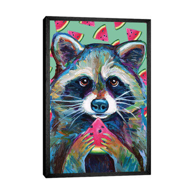 Watermelon Raccoon by Robert Phelps - Print on Canvas