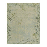Hand-Knotted Rectangle 8'1" x 10'1" Cotton/Wool Area Rug in Blue/Beige