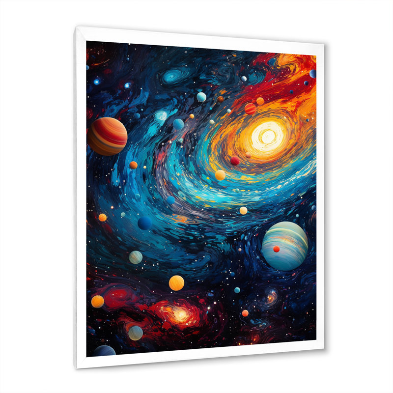 «Vibrant Space Galaxy I - Flamingo», art mural encadré, H 40 po x l 30 po x P 1,5 po, Cadre simple blanc