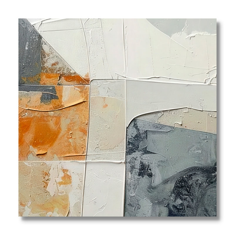 «Plastered II» par Alonza Saunders, Sans cadre, L 16 po x H 16 po, Toile tendue