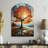 Orange Teal Maple Tree Majestic Maple - Arch Shape Unique Tree Maple Wall Clock-104240708
