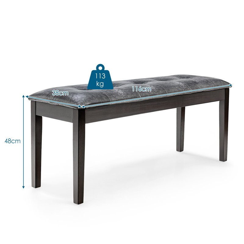 Ouarzazate Faux Leather Upholstered Bench, Grey