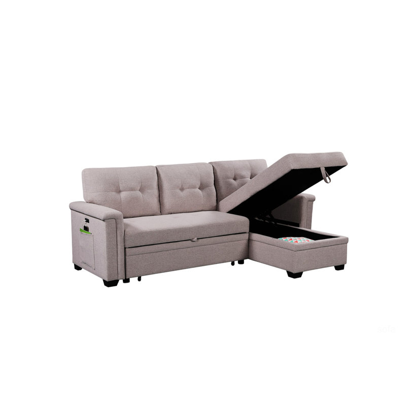Canapé modulaire réversible avec méridienne et rangement, Gris clair
