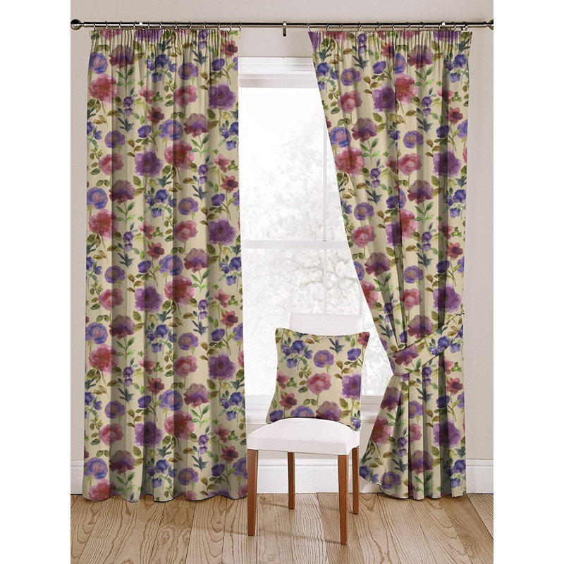 Burford Blackout Curtains / Drapes Pair, Width 167 x Drop 228cm, Purple