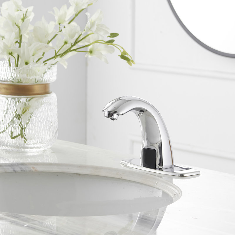 Robinet de salle de bain à trou unique sans contact avec bonde, Chrome