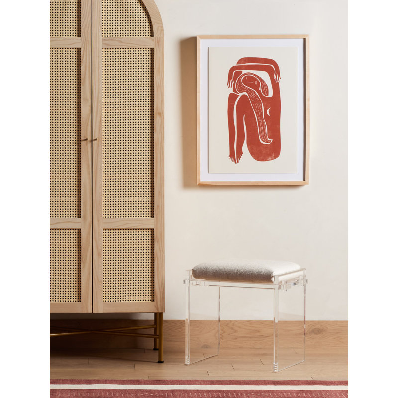 Gerrard Upholstered Accent Stool, Knoll Beige