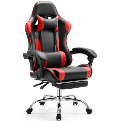 Ergonomic Adjustable Reclining Gaming Chair, High Back Office Chair with Lumbar Support, Headrest and Footrest by Inbox Zero