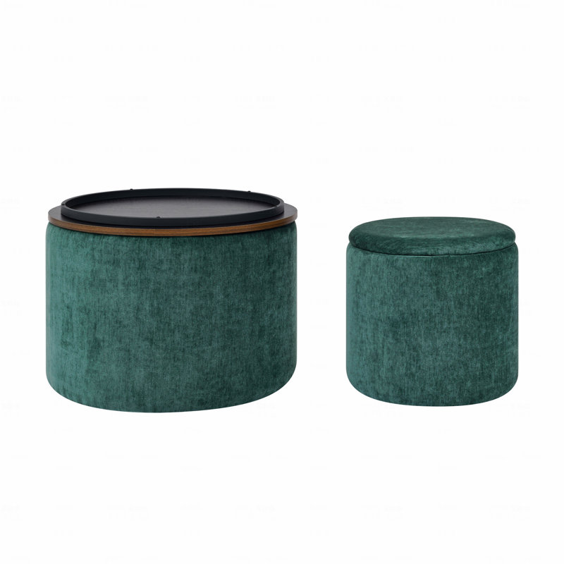 Ensemble de repose-pieds 2 pièces avec rangement en chenille - Tabourets cylindriques avec rangement caché