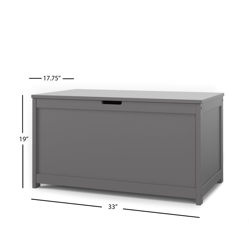 Cool Gray Wooden Kids' Toy Storage Chest, 33"