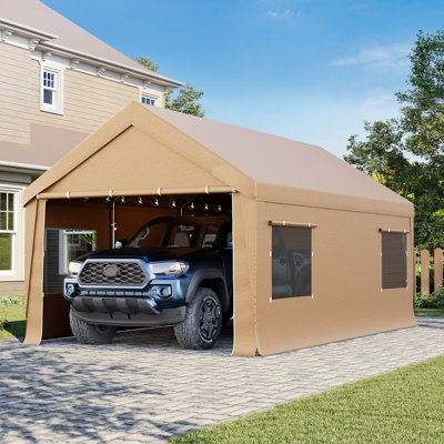 10x20 Heavy Duty Carport With Portable Garage, Outdoor Garage Boat Shelter, Portable Sheds,outdoor Storage Shed, Removable Sidewalls Car Canopy,180 G Waterproof Tarp, Reinforced Structure