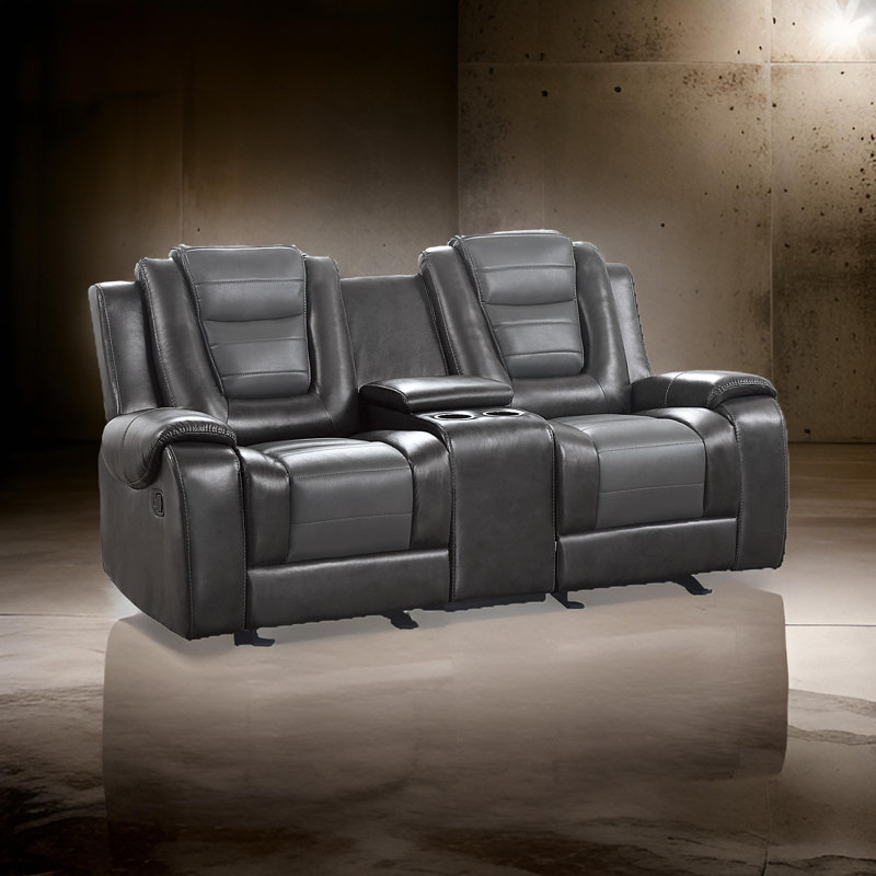 Gurutz 76'' Upholstered Sofa, Gray Faux Leather