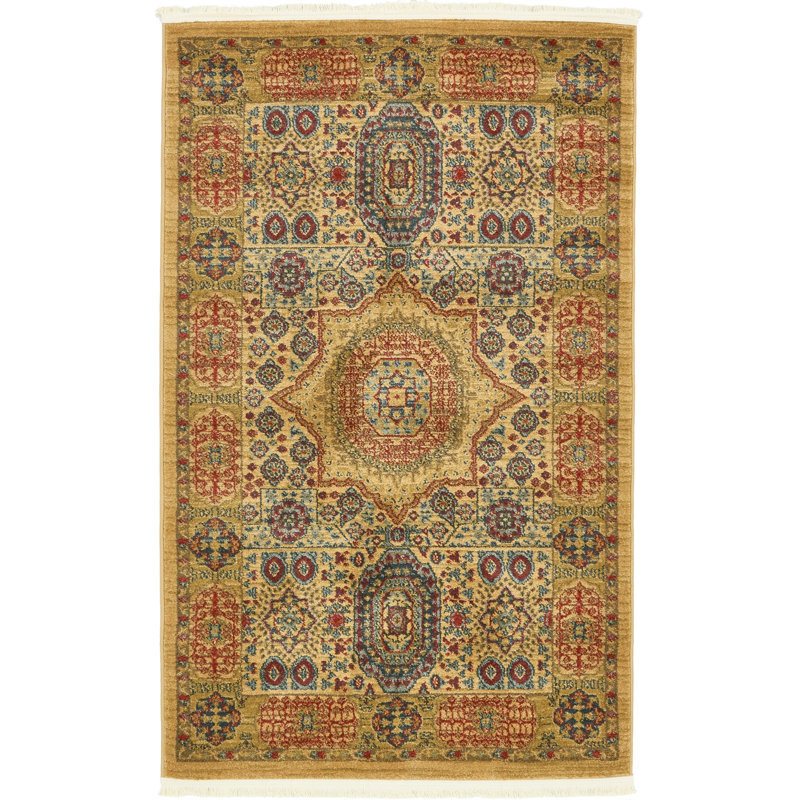 Ophelia Oriental Indoor Rug, Rectangle 3'3" x 5'3", Red/Tan