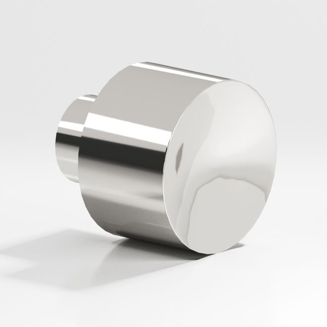 1" Diameter Round Knob, Polished Nickel, 1 1/4"
