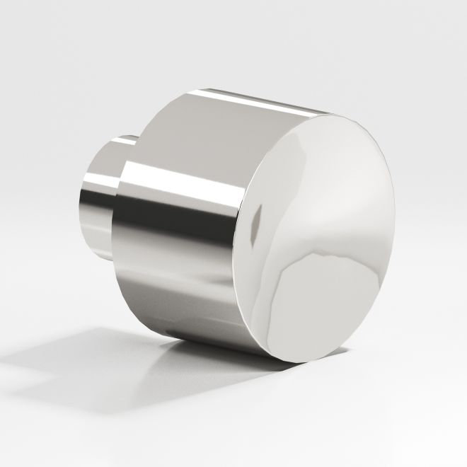 1" Diameter Round Knob, Polished Nickel, 1"