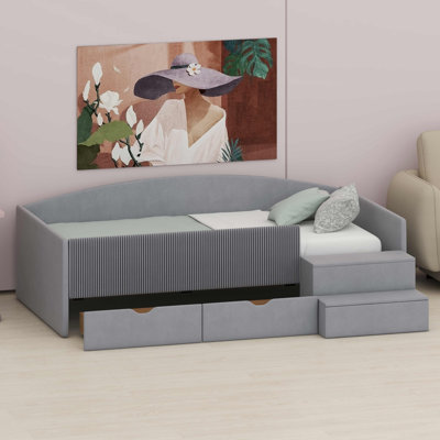 Daybed Frame with Integrated Storage Drawers