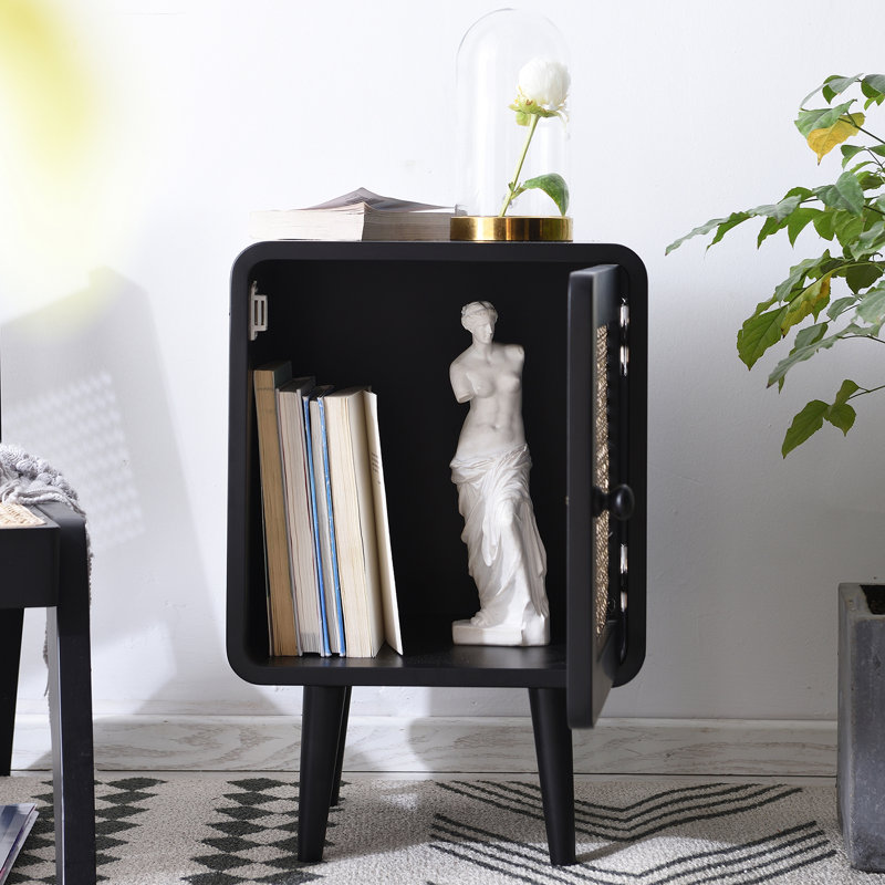Brie 30 cm W Bedside Table, Black