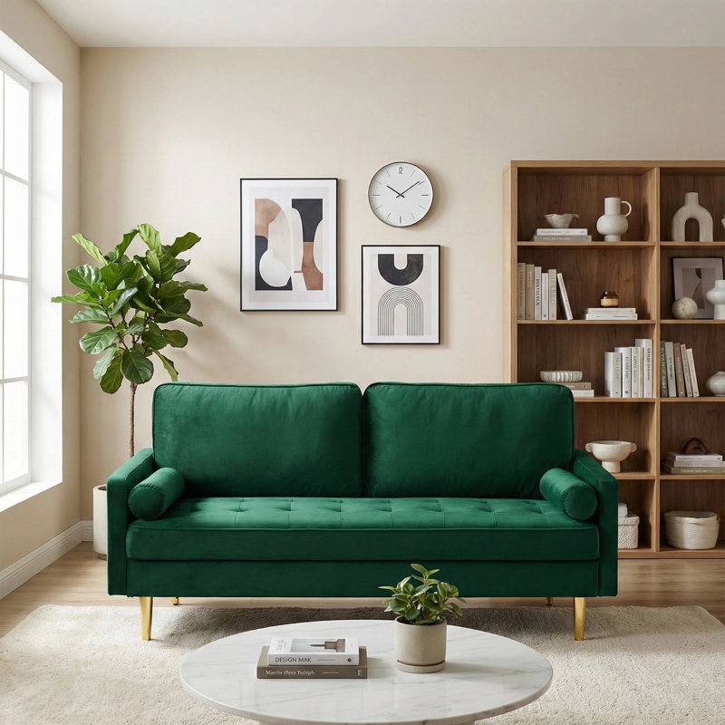 Canapé 67 po Mid Century Modern, Vert