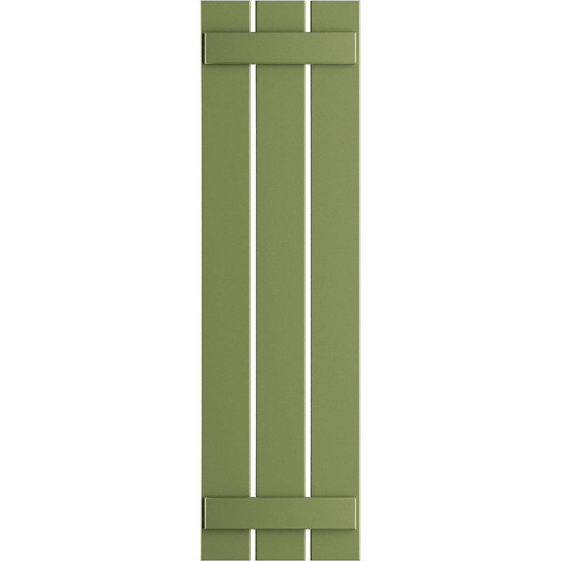 Volets en PVC True Fit à trois planches espacées, Vert mousse, H 32 po x l 17,125 po x P 0,625 po