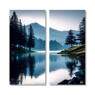 «Morning Lake Calm In Vancouver - Vancouver, ensemble d'art mural paysage urbain noir»