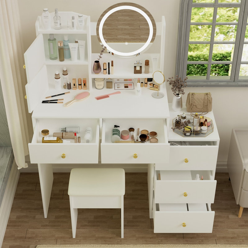 Meuble-lavabo blanc en bois avec miroir