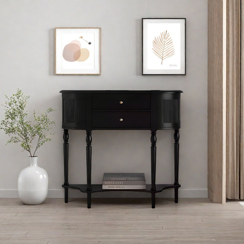 Retro Minimalist Console Table with Drawers, 35.43" H x 39.37" W x 11.81" D