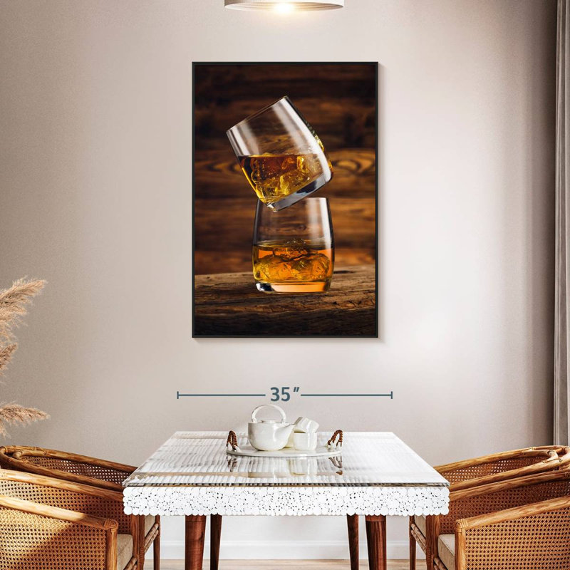 Whisky On Whisky, 31 po x 46 po, Cadre flottant noir