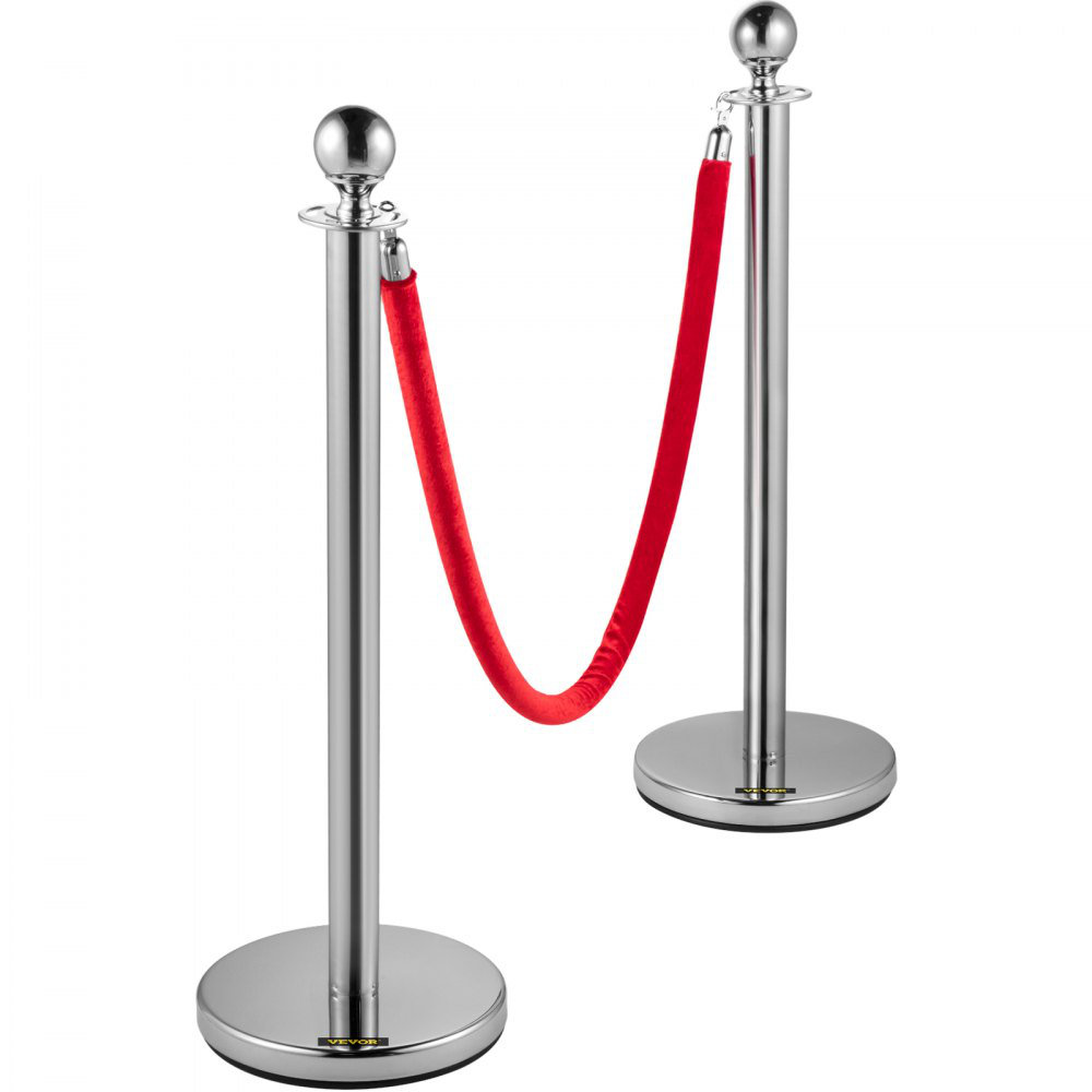 Queueing Line Rope Stellweilan Tessberg 6PCS Red Rope Stanchion Silver Post Crowd Control ...