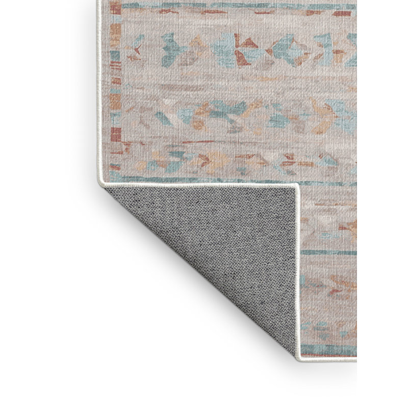 Machine Washable Beige Area Rug, Rectangle 5' x 7'