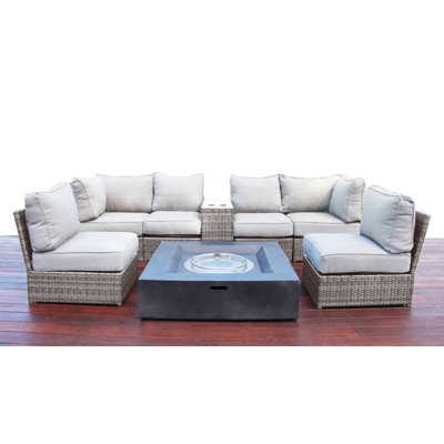 Ensemble de conversation pour 6 personnes avec coussins Piters Wicker