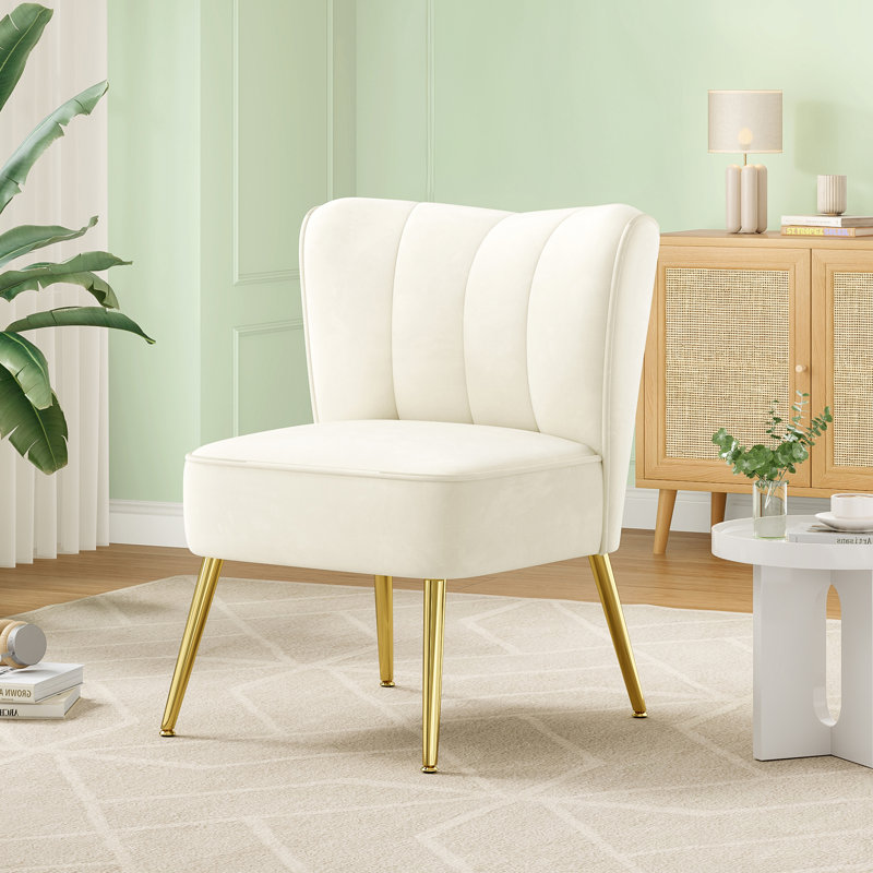 Dutch Velvet Accent Chair With Waist Lumbar, Beige