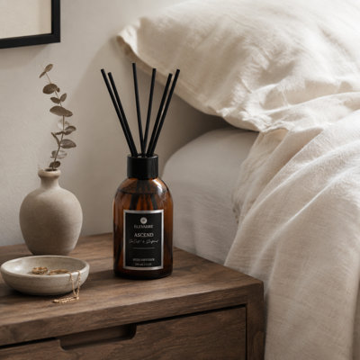 Ensemble de diffuseurs et bâtonnets de roseau Contemporary pour parfum d'ambiance - Parfum aromatique sans flamme moderne pour le salon ou la salle de bain - 8 po, noir