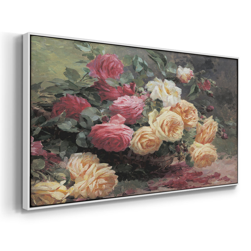 Roses revisitées - Toile tendue avec châssis, prête à accrocher, H 17 po x l 33 po