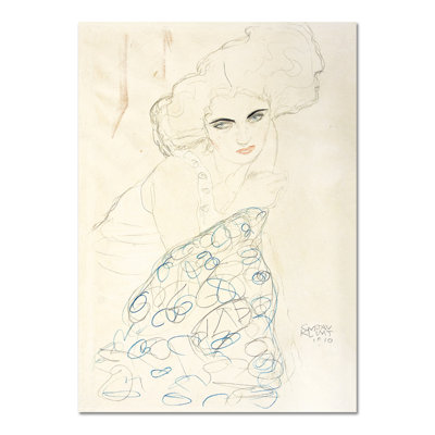 Girl with Red and Blue Pencil by Gustav Klimt - Unframed Drawing