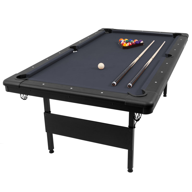 GoSports Mid-Size Billiards Game Table - Choose 6 ft or 7 ft - Foldable Design, 7 FT, Black