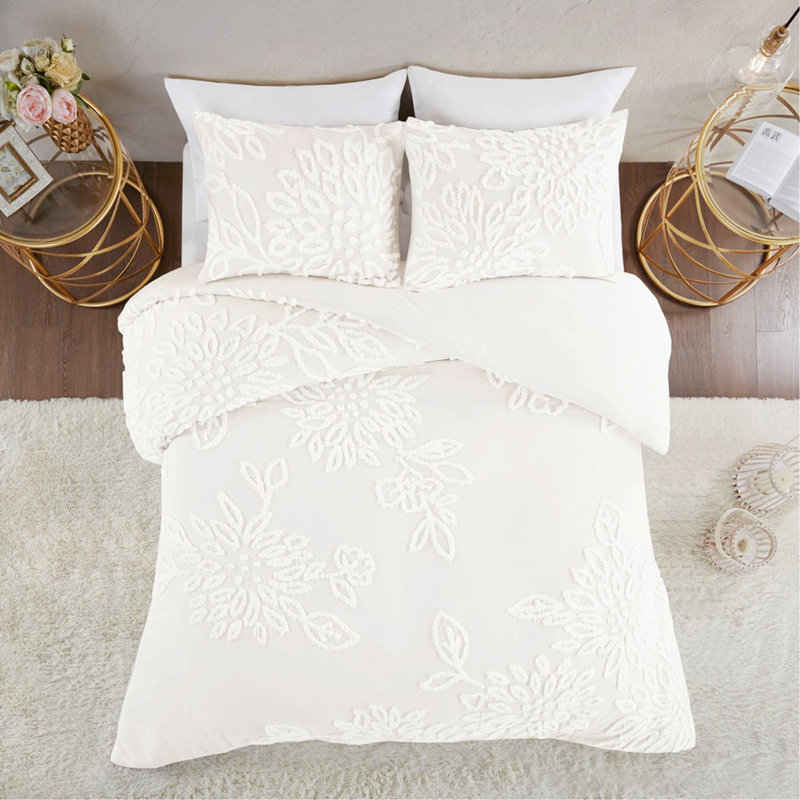 Ensemble de housse de couette 3 pièces, Housse de couette très grand et 2 taies, Blanc cassé