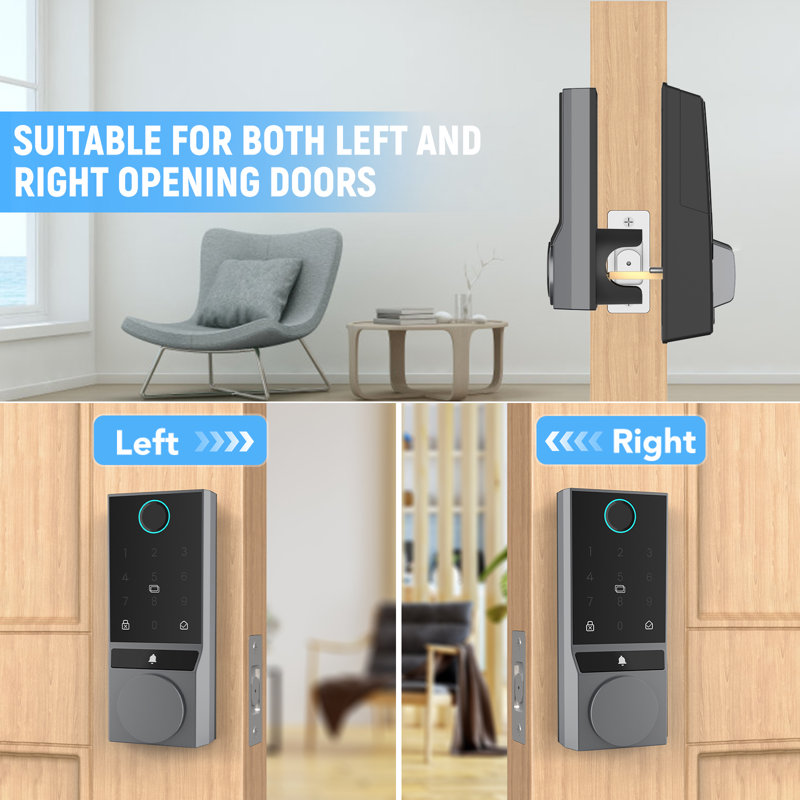 TOOLUCK Bluetooth Smart Lock with Fingerprint Door Lock IP54 Waterproof, Auto-Lock (G2-Bluetooth Ver.), Polished Chrome