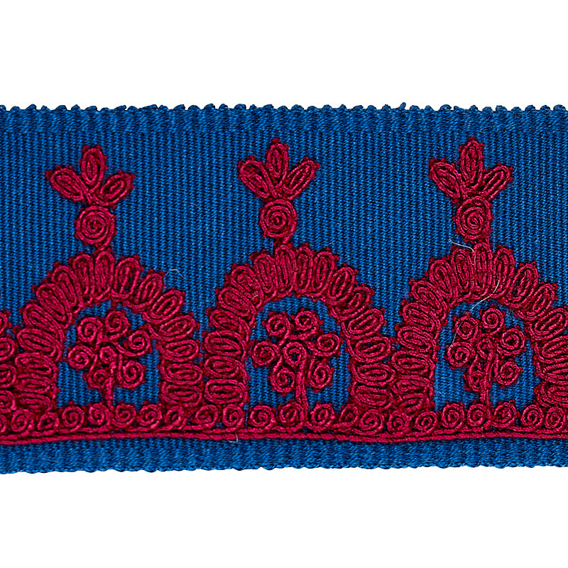 Ruban brodé Noelia, Rouge / Bleu
