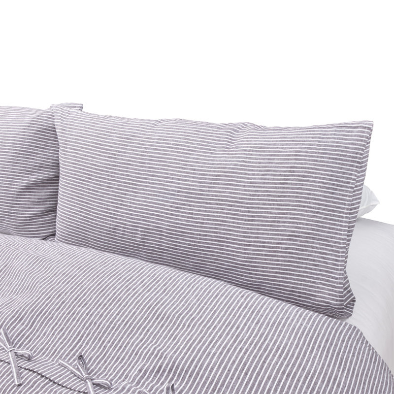 Grant Linen Duvet Cover Set, King Duvet Cover + 2 King Shams + 2 Throw Pillows, Charcoal Gray