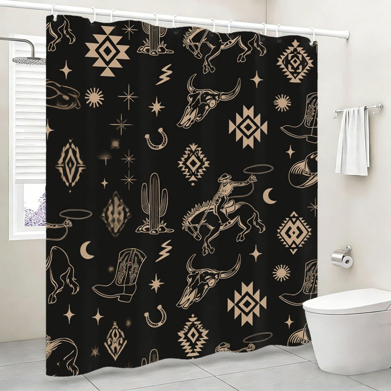Rideau de douche Western Cowboy 72 x 72 pouces noir