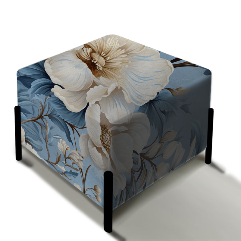 Ethereal Rococo Flourish Victorian Pattern VII - Floral Square Ottoman